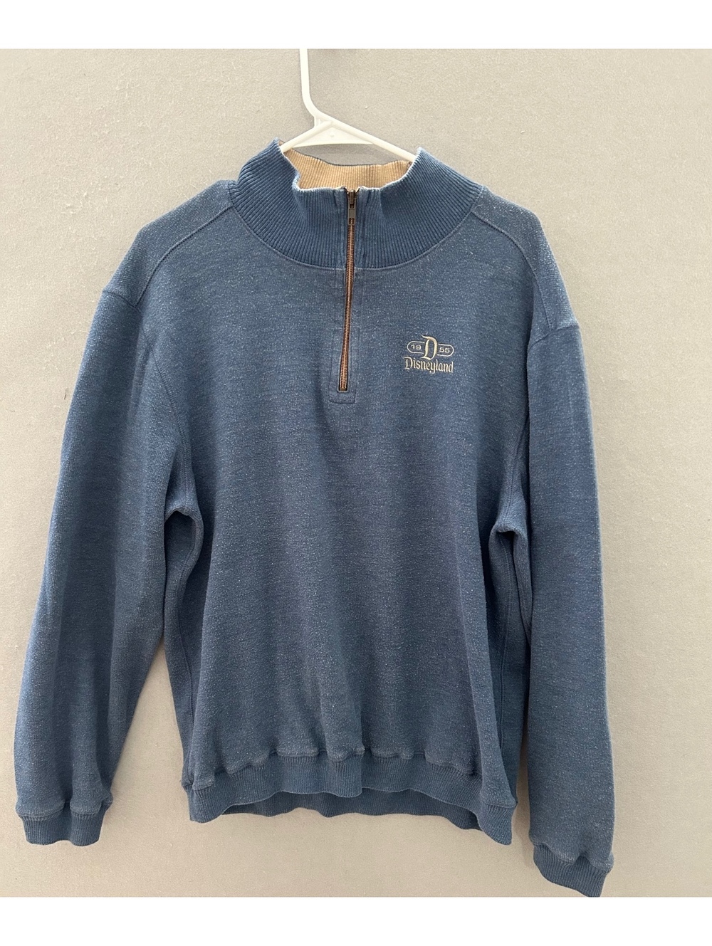 Disneyland 1955 Blue 1/4 Zip Pullover Sweatshirt Sweater Size Large